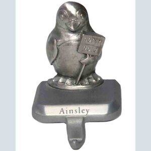 ESL 1.7 pound Cast Iron Ainsley Christmas Stocking Hanger Penguin North Pole